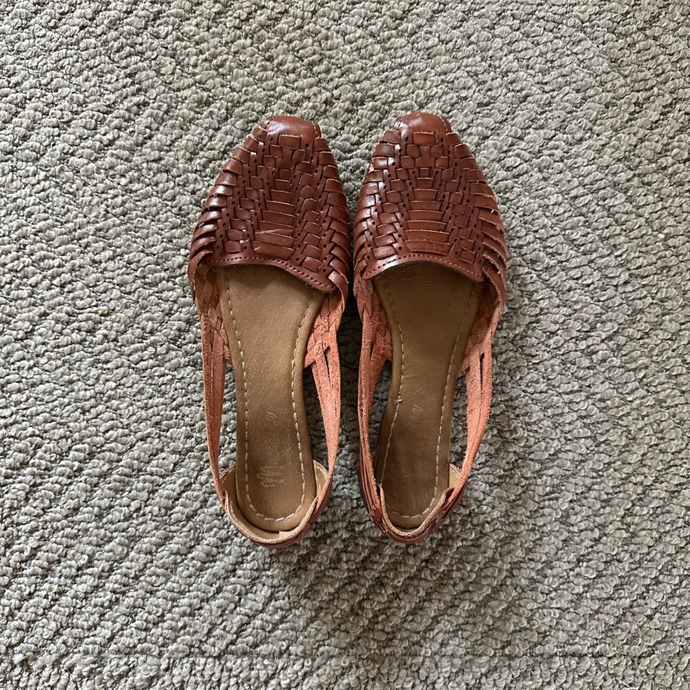 Macarena Collection -Brown Women's Leather Huarache Sandal - Size 8